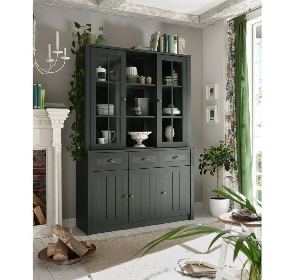 Lomadox Buffet ATHEN-61 Buffetschrank Landhausstil 130cm Grün - Bild 2