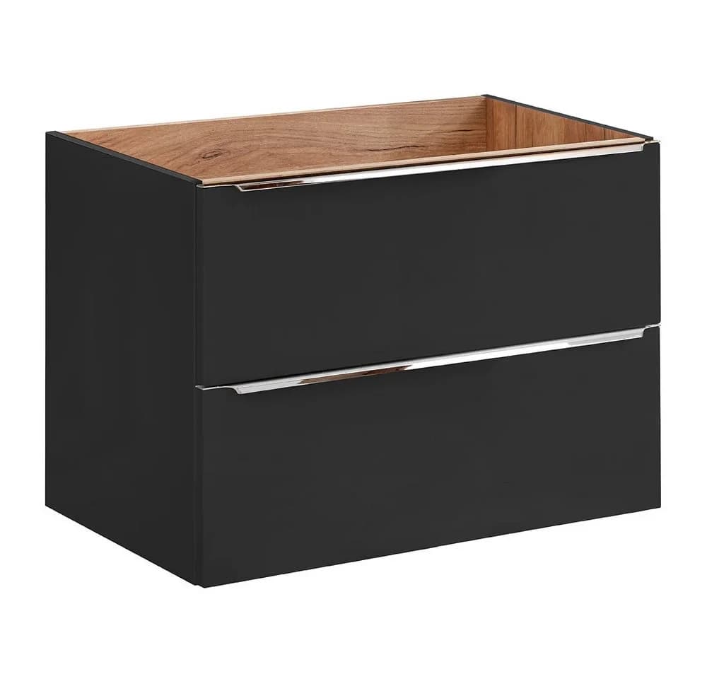 Lomadox Waschtisch-Set TOSKANA Anthrazit/Eiche mit Keramik-Waschbecken