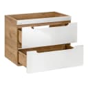 Lomadox Waschbeckenschrank LUTON-56 Weiß Hochglanz Softclose Bild 1