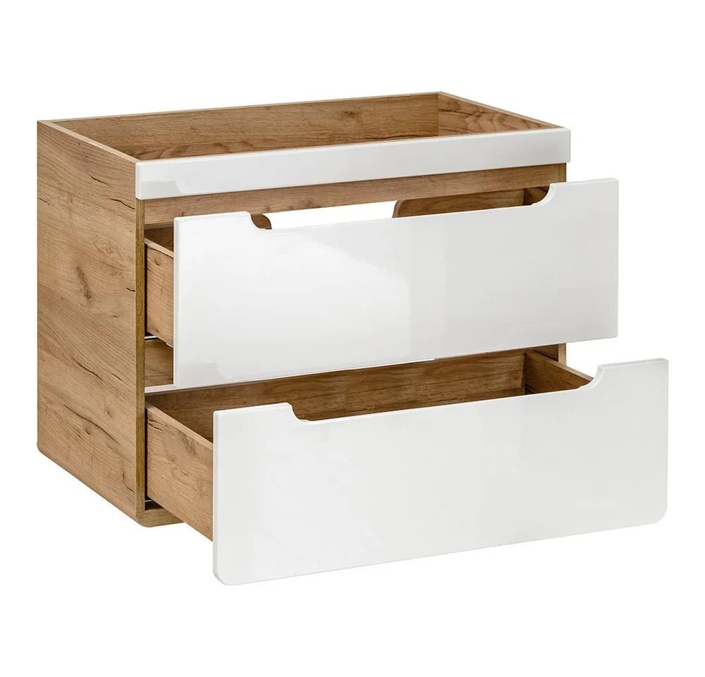 Lomadox Waschbeckenschrank LUTON-56 Weiß Hochglanz Softclose