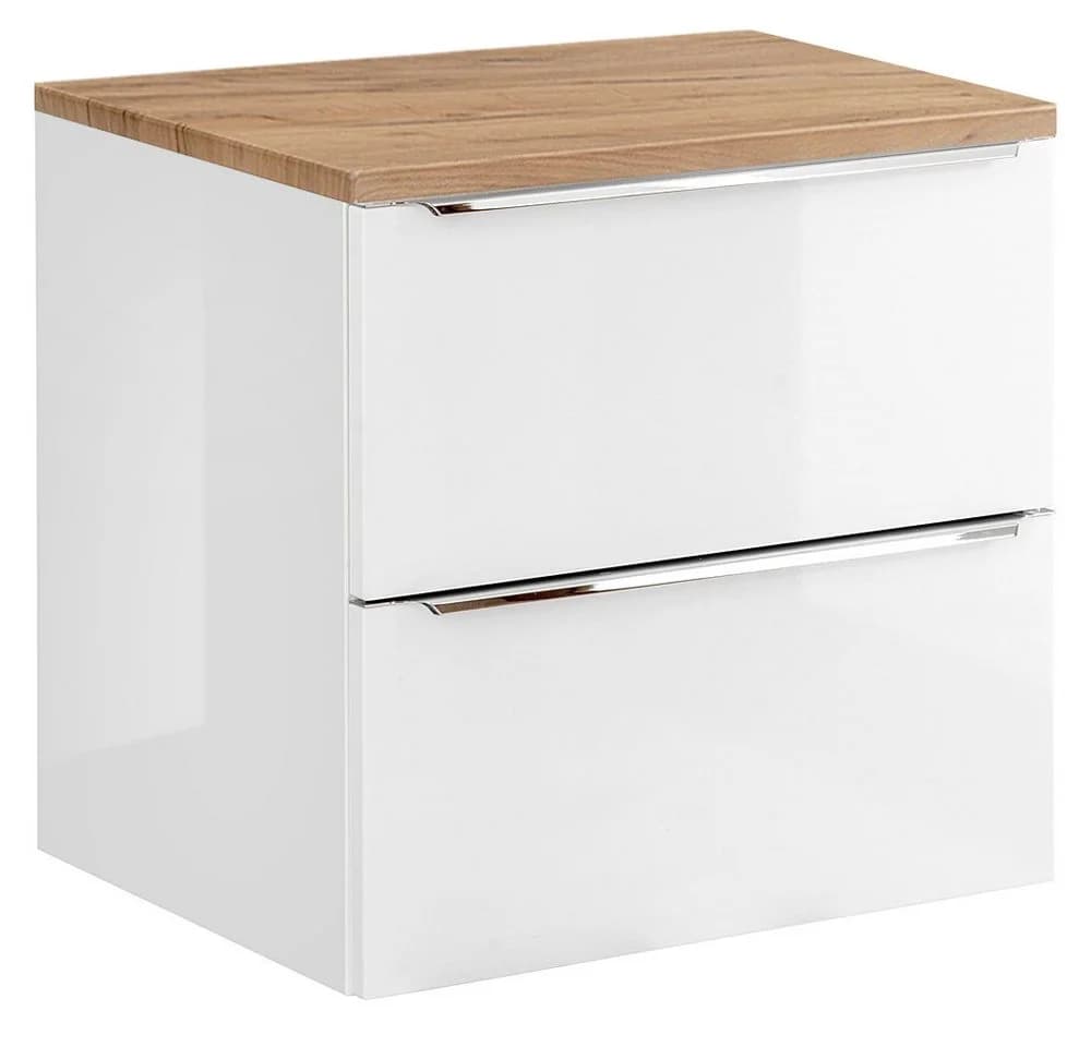 Lomadox Waschtischunterschrank TOSKANA-56 Weiß Wotaneiche - Bild 2