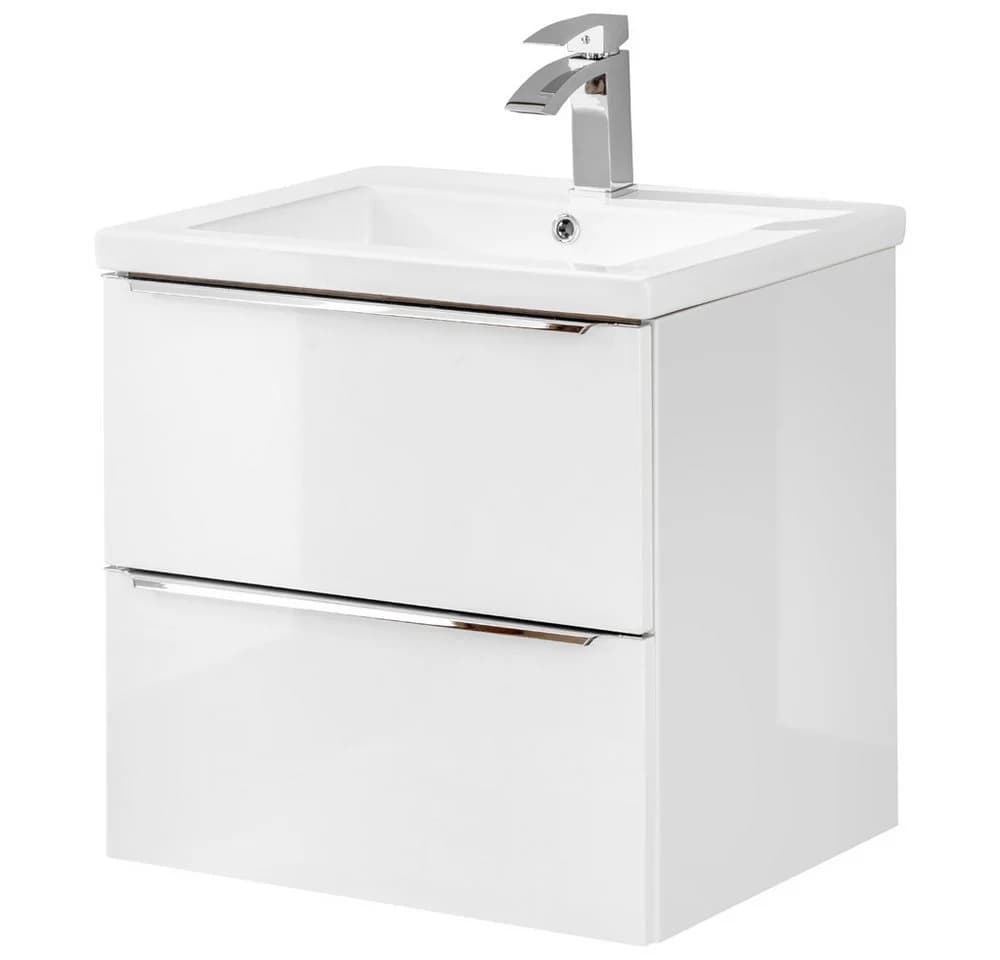Lomadox Waschtisch TOSKANA-56 mit Keramik-Waschbecken Weiß Hochglanz - Bild 3