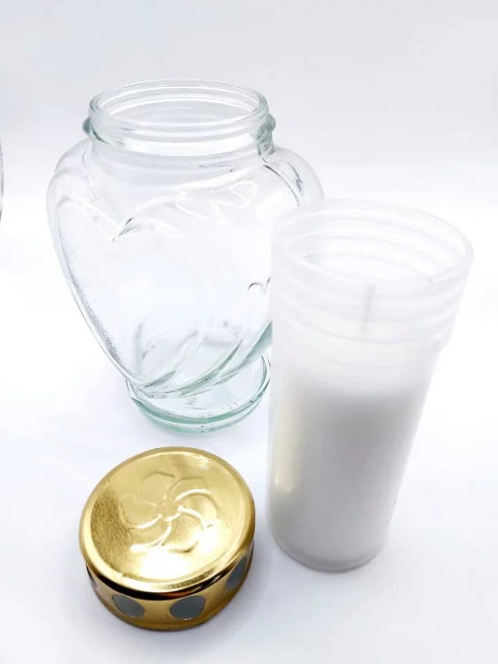 meytrade Trauerlicht Grablicht Herzform weiss aus Glas