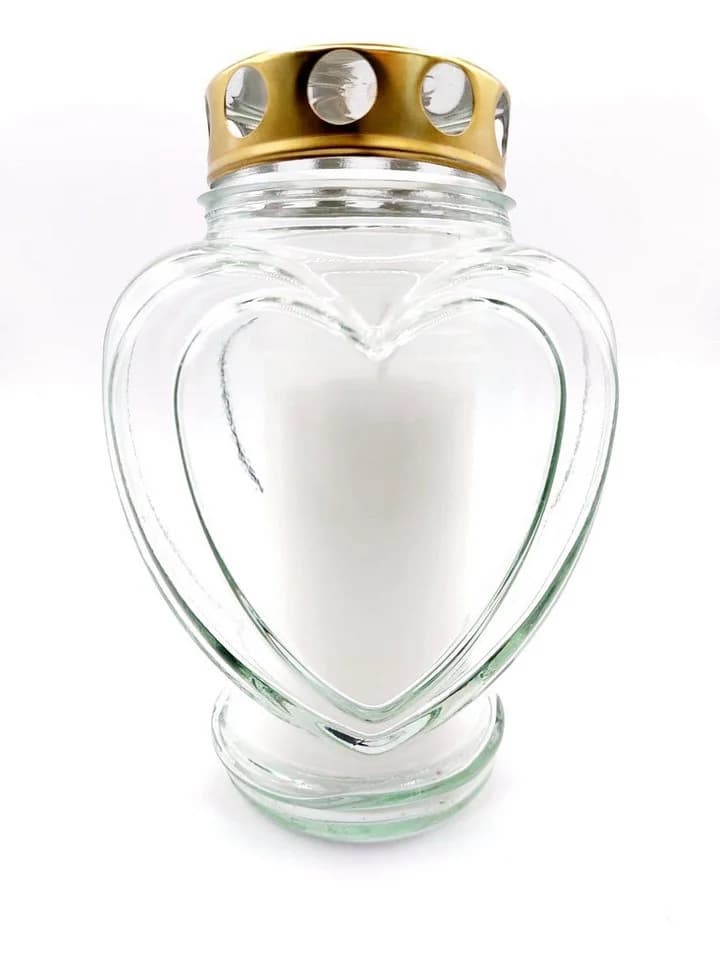 meytrade Trauerlicht Grablicht Herzform weiss aus Glas - Bild 2