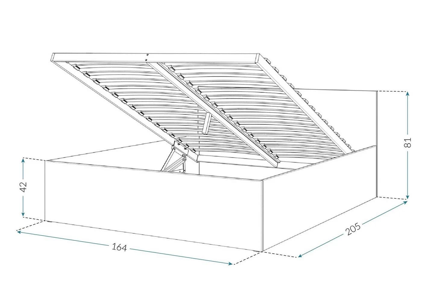 thematys Stauraumbett 120x200-180x200 mit Bettkasten & Lattenrost - Bild 5