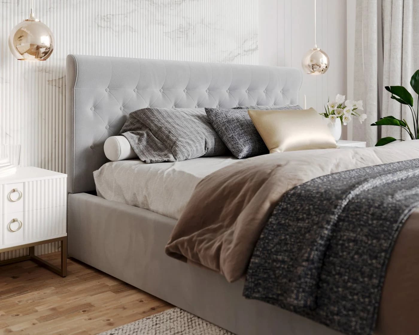 thematys Polsterbett mit Bettkasten Grau Modern - Bild 3