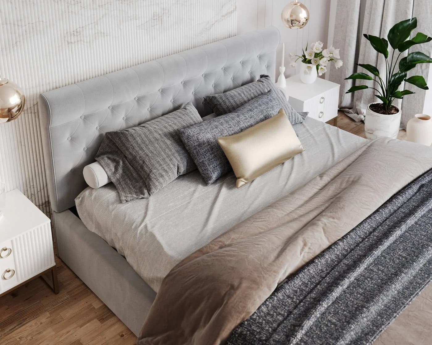 thematys Polsterbett mit Bettkasten Grau Modern - Bild 4
