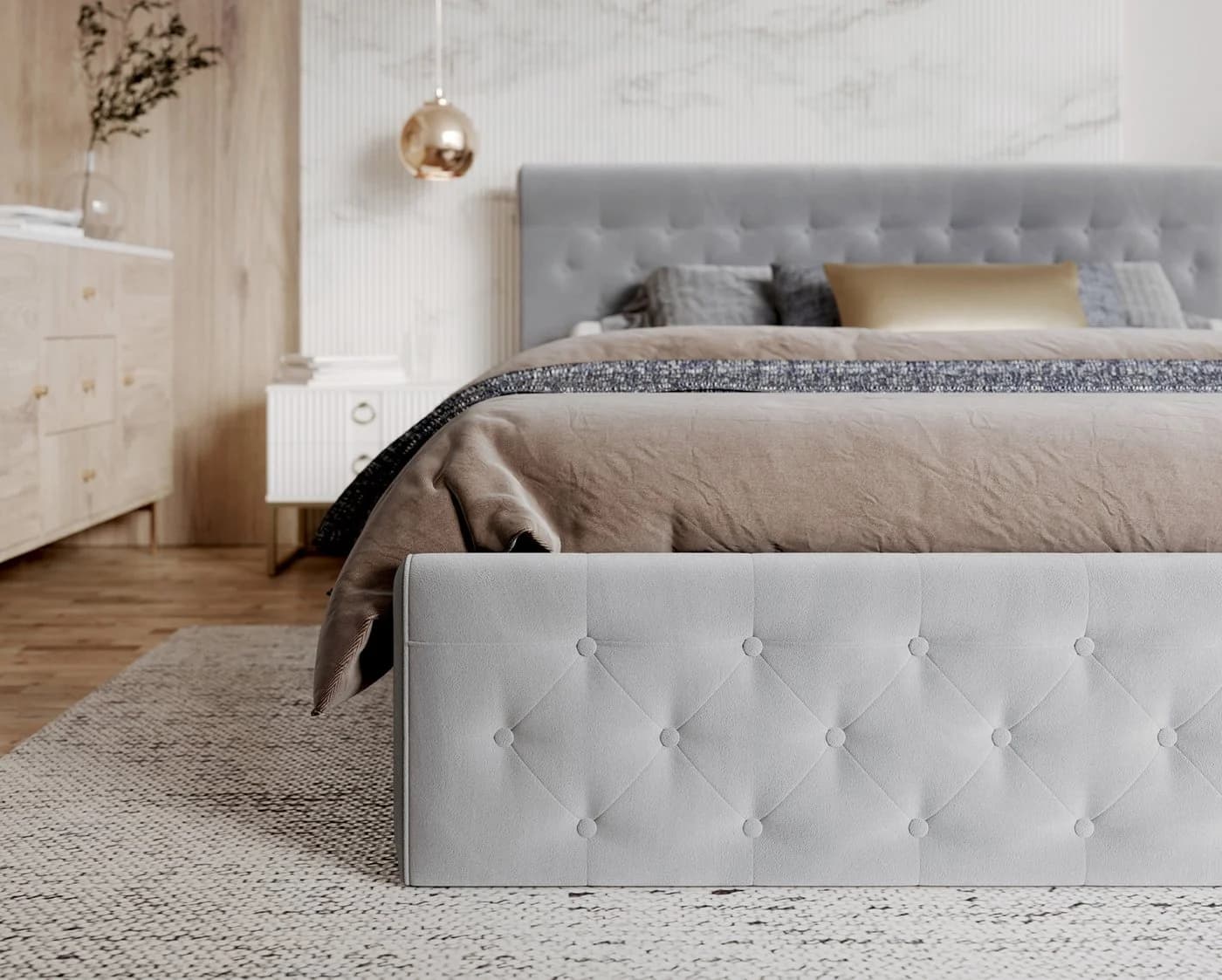 thematys Polsterbett mit Bettkasten Grau Modern - Bild 5