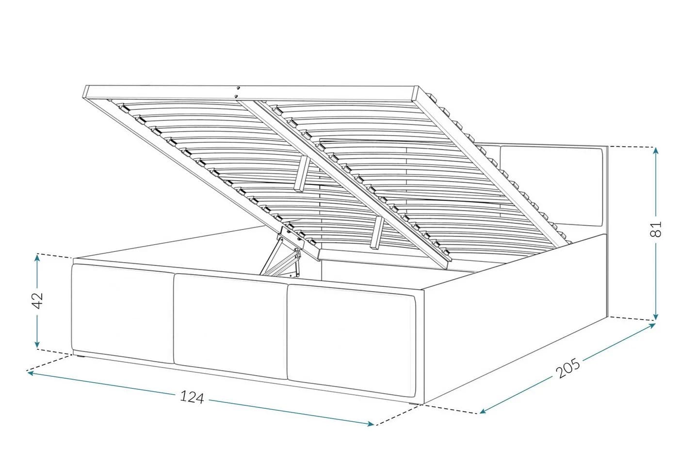 thematys Stauraumbett 140x200 mit Lattenrost & Matratze - Bild 3