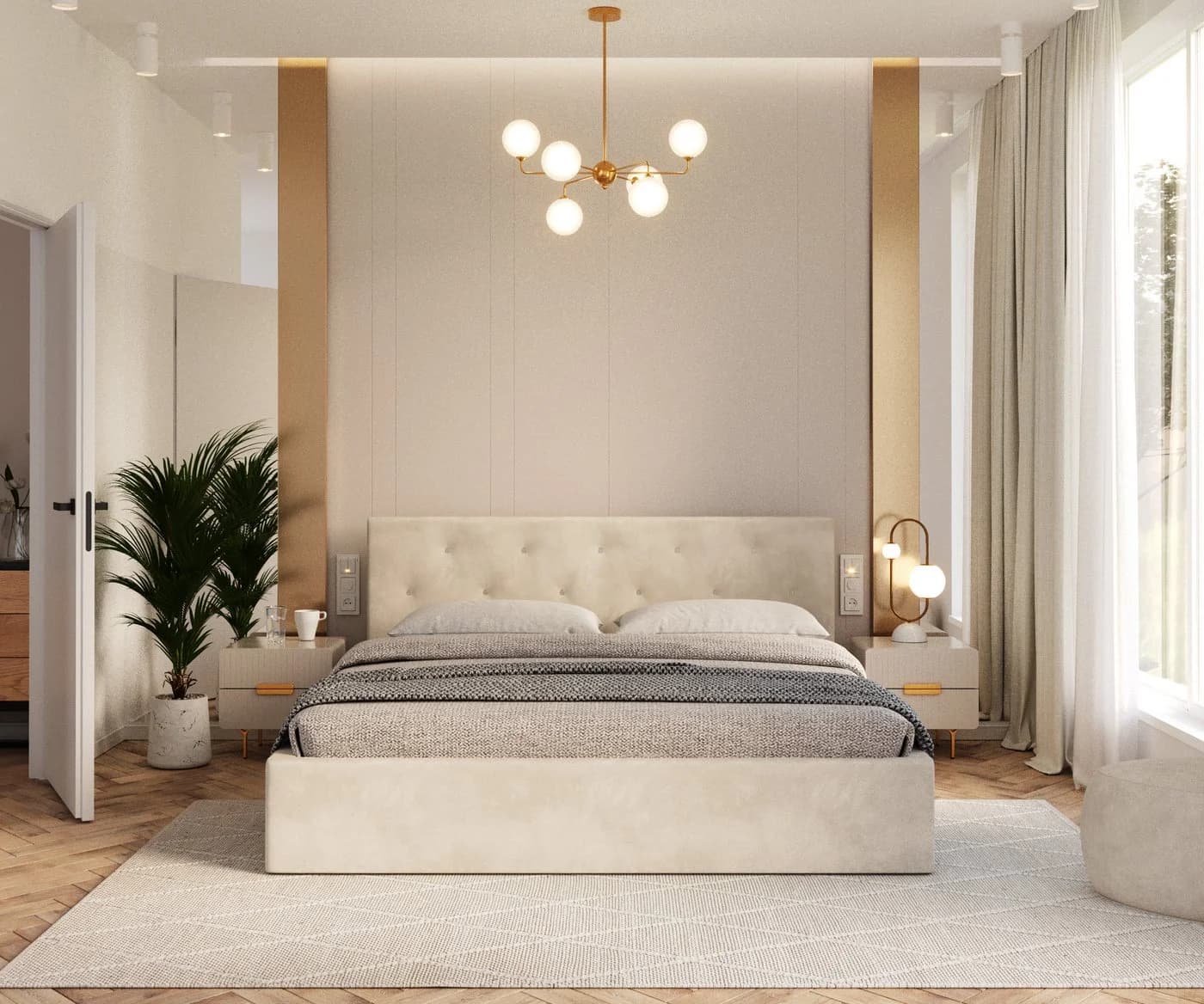 thematys Polsterbett Stauraumbett Velours Creme - Bild 2