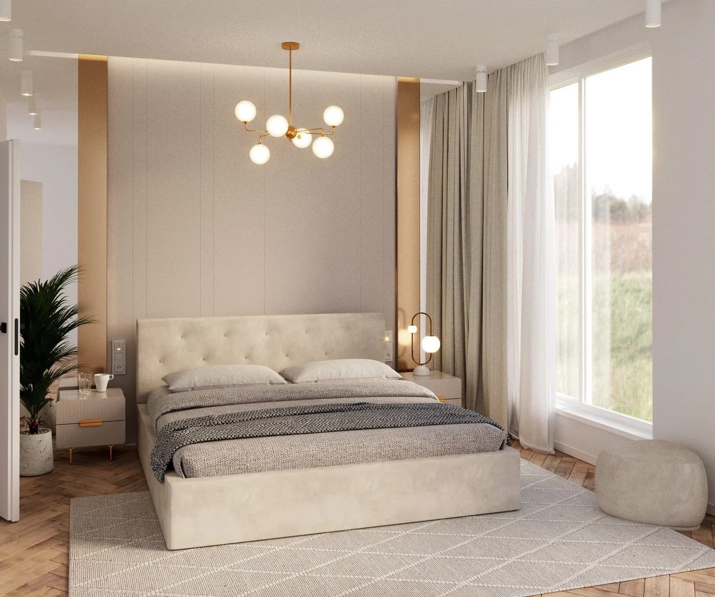 thematys Polsterbett Stauraumbett Velours Creme - Bild 4