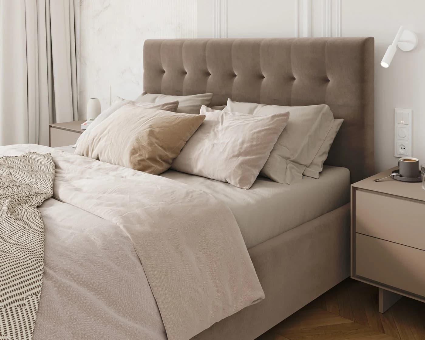 thematys Polsterbett Samt Velours mit Bettkasten grau - Bild 3