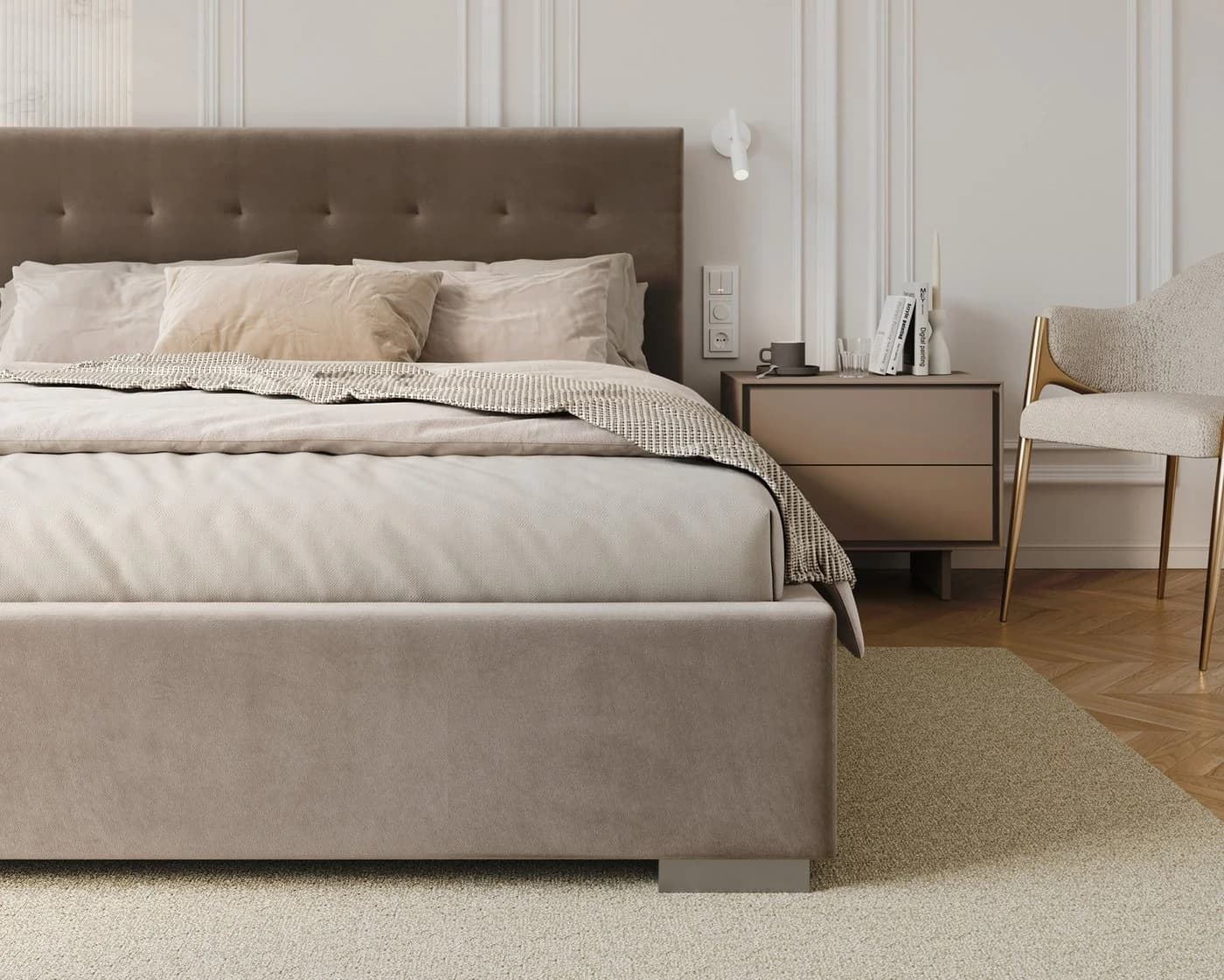 thematys Polsterbett Samt Velours mit Bettkasten grau - Bild 4