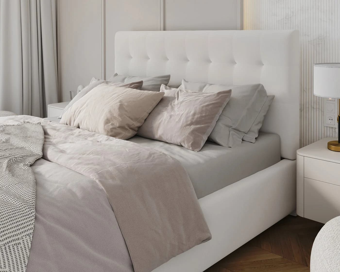 thematys Polsterbett LUCERNA PARIS mit Bettkasten Velours Weiß - Bild 3