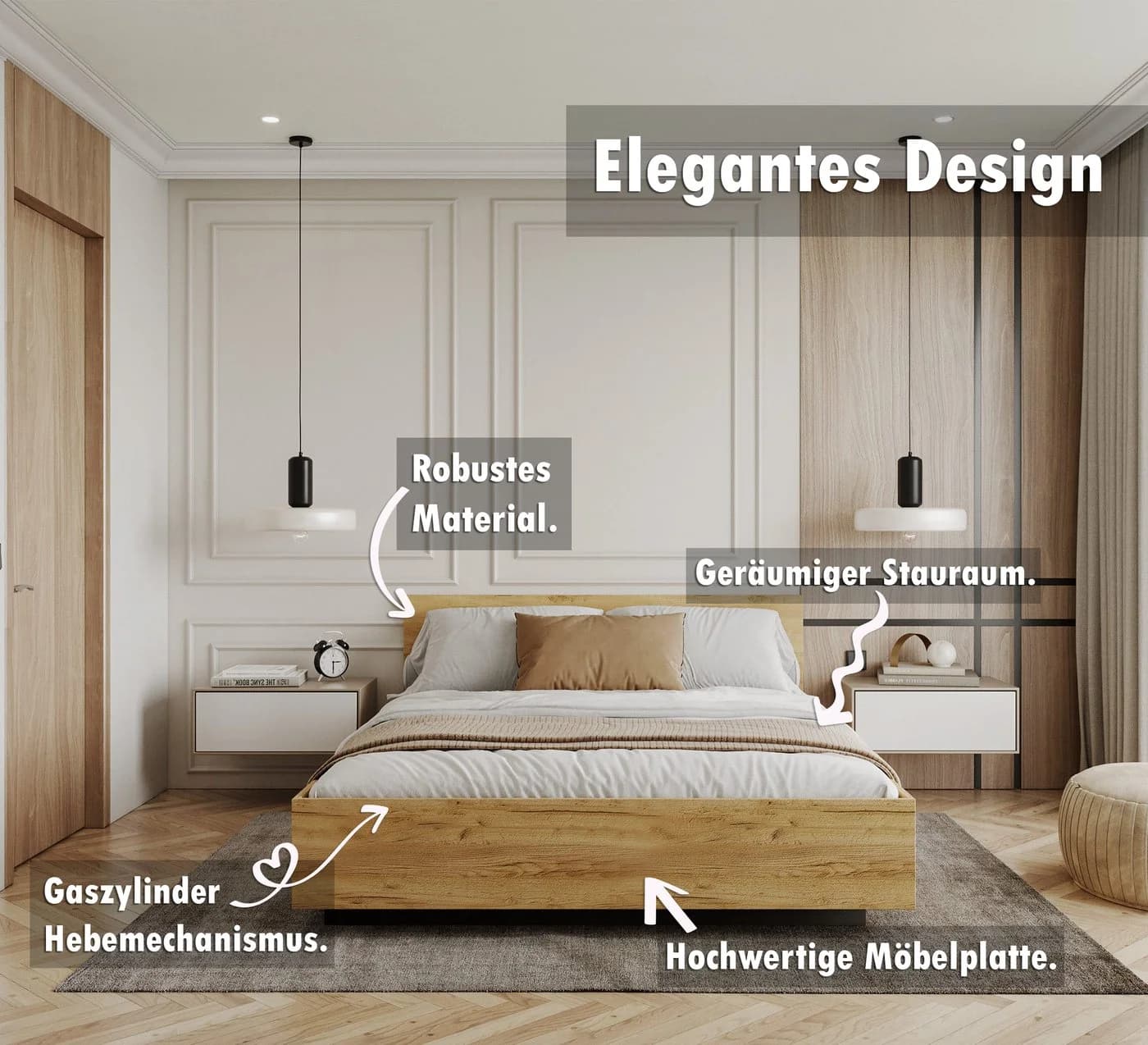 thematys Stauraumbett mit Bettkasten & Lattenrost – schwebendes Design - Bild 3