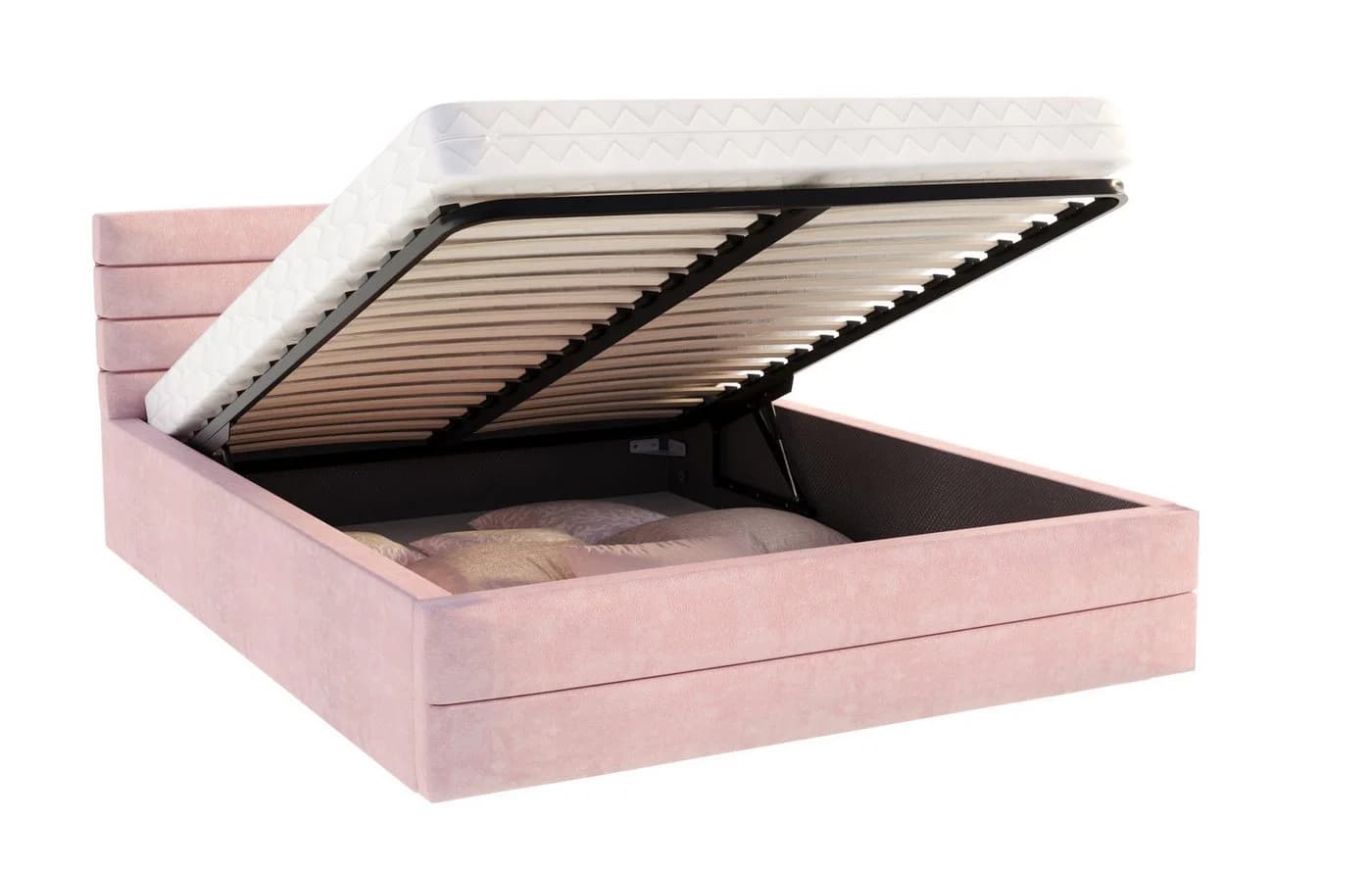 thematys Polsterbett Stauraumbett Velours Rosa mit Bettkasten - Bild 5