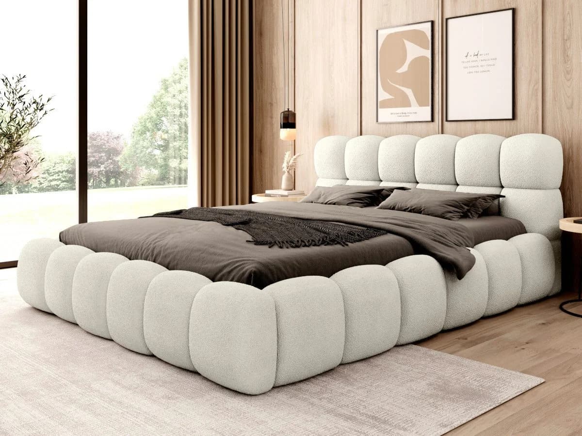 thematys Polsterbett BOSTON mit Bettkasten Bouclé Weiß/Beige - Bild 5