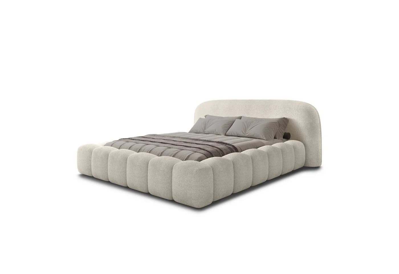 thematys Polsterbett mit Bettkasten, Bouclé, Oversize-Kopfteil