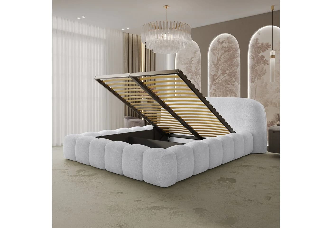 thematys Polsterbett ORLANDO Cloud Bettkasten Bouclé Bezug 140x200 - Bild 5