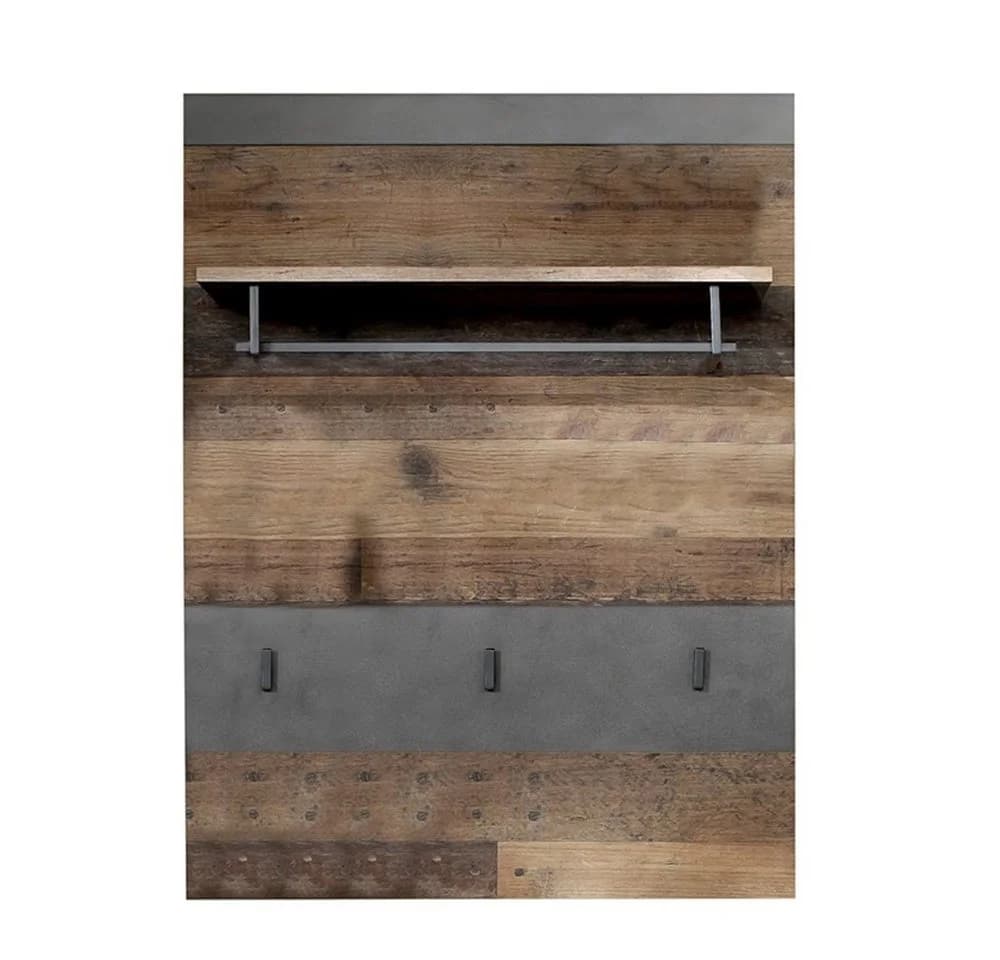 trendteam Garderobenpaneel Indy Old Wood Grau / Braun mit Kleiderstange