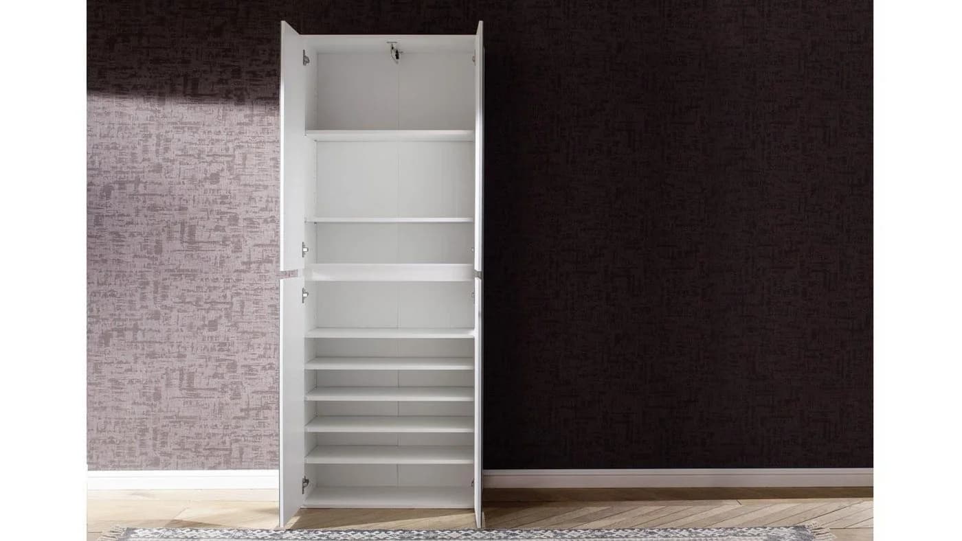 trendteam Garderobenschrank Mirror 4-trg weiß Spiegel Schuhschrank