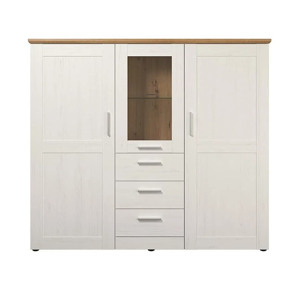 trendteam Vitrine Highboard Shade Weiß Eiche Landhausstil