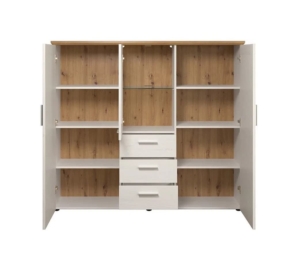 trendteam Vitrine Highboard Shade Weiß Eiche Landhausstil - Bild 3