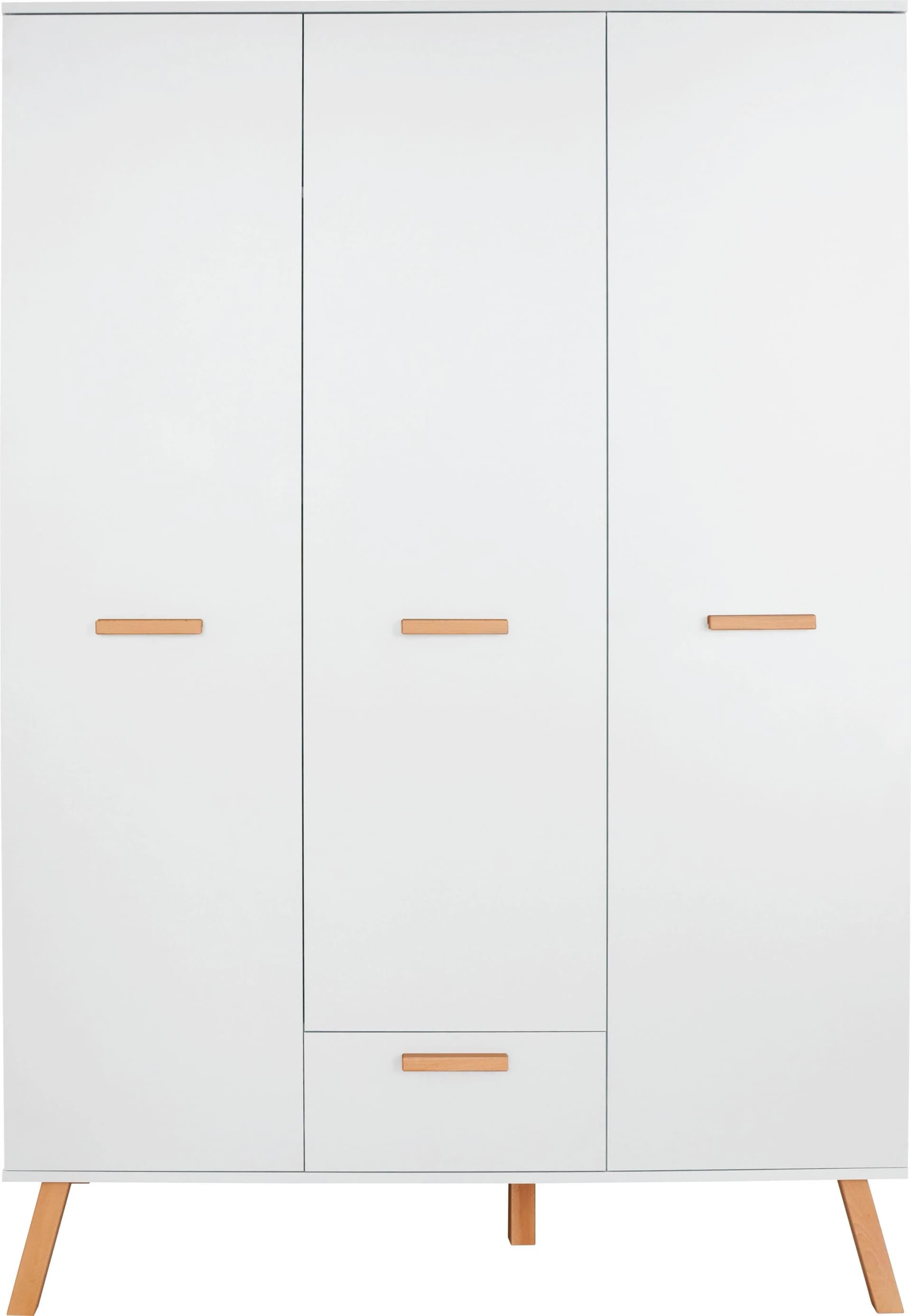 TRENDTEAM Kleiderschrank Mats Weiß 3-türig mit Schubladen