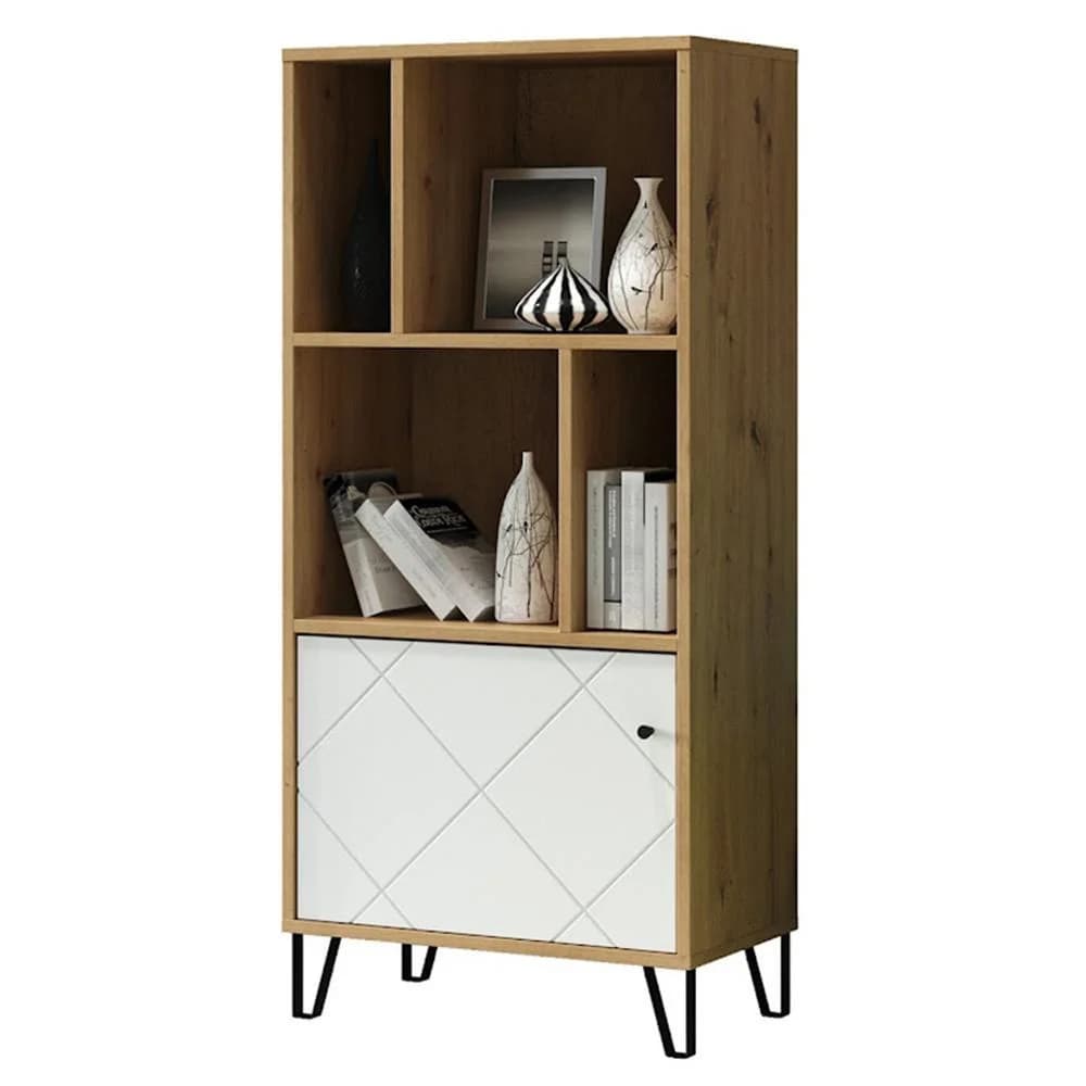 TRENDTEAM Bücherregal 1 Tür 4 Fächer mattweiß