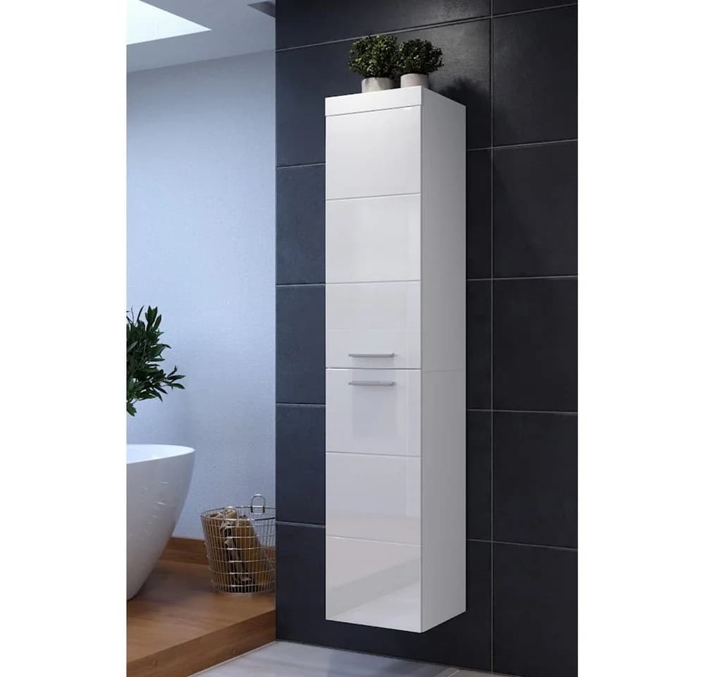 trendteam Hochschrank Devon Badschrank Weiß Hochglanz Modern - Bild 2