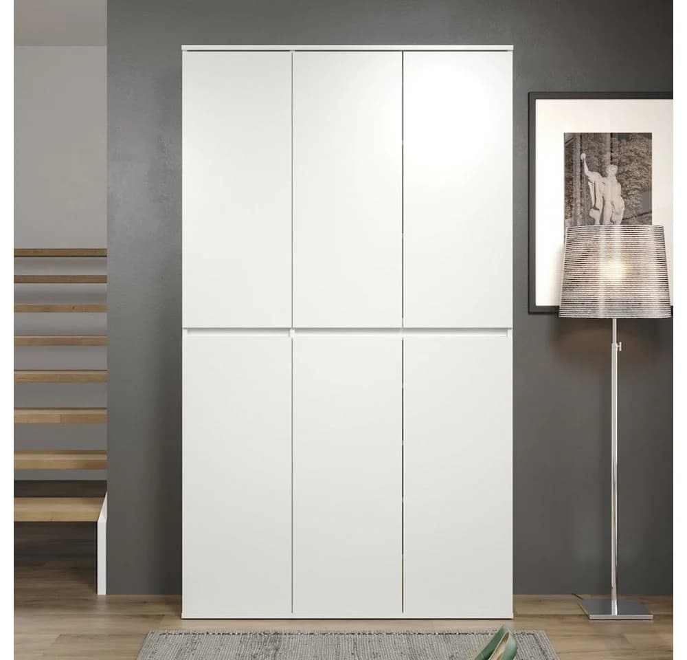 trendteam Garderobenschrank Nevada Weiß Modern Hochschrank mit 6 Türen