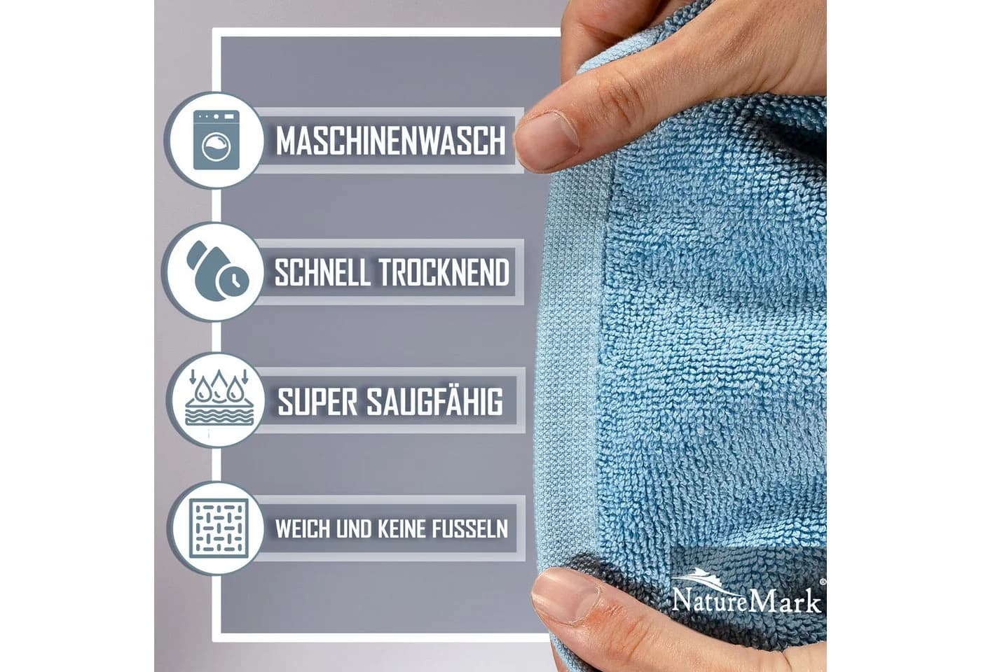 NatureMark Badematte 2er-Set Hell blau Baumwolle Premium