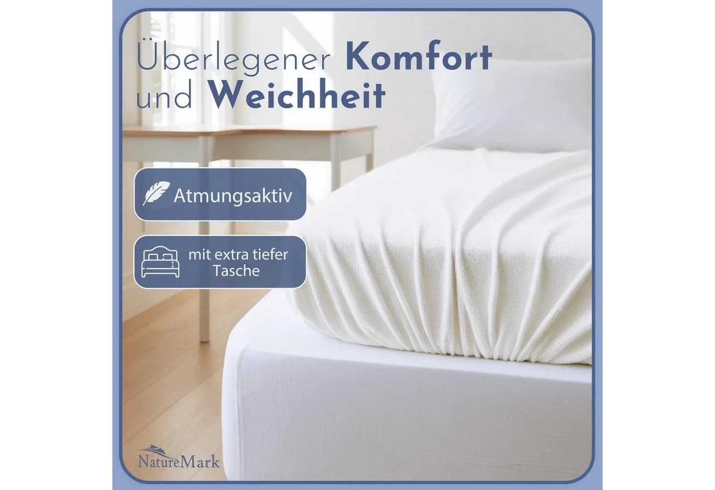 NatureMark Spannbettlaken Frottee 2er-Set Naturweiß 70x140cm