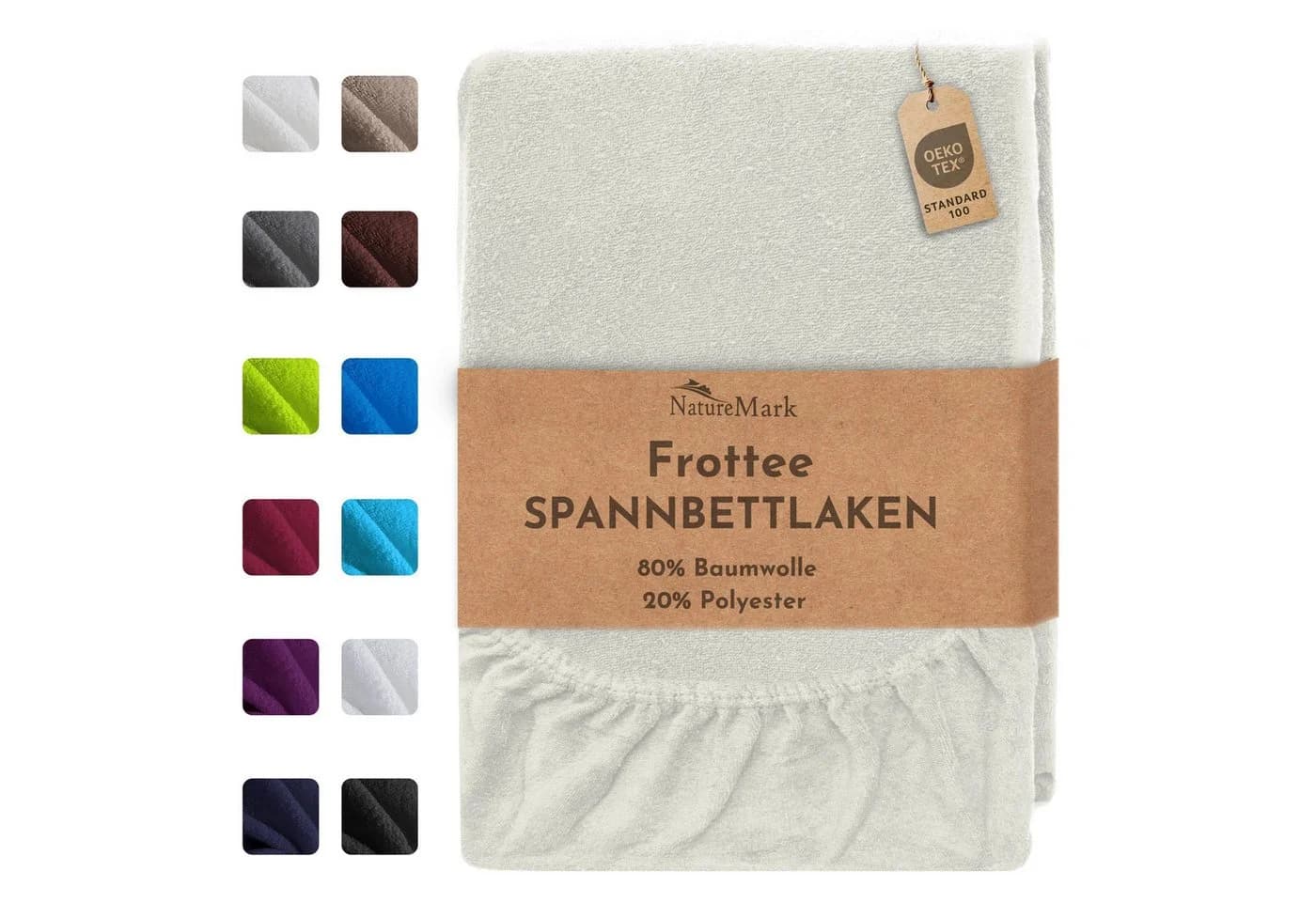 NatureMark Spannbettlaken Frottee 2er-Set Naturweiß 70x140cm - Bild 2