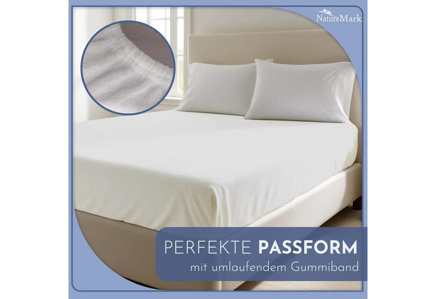 NatureMark Spannbettlaken Frottee 2er-Set Naturweiß 70x140cm - Bild 3