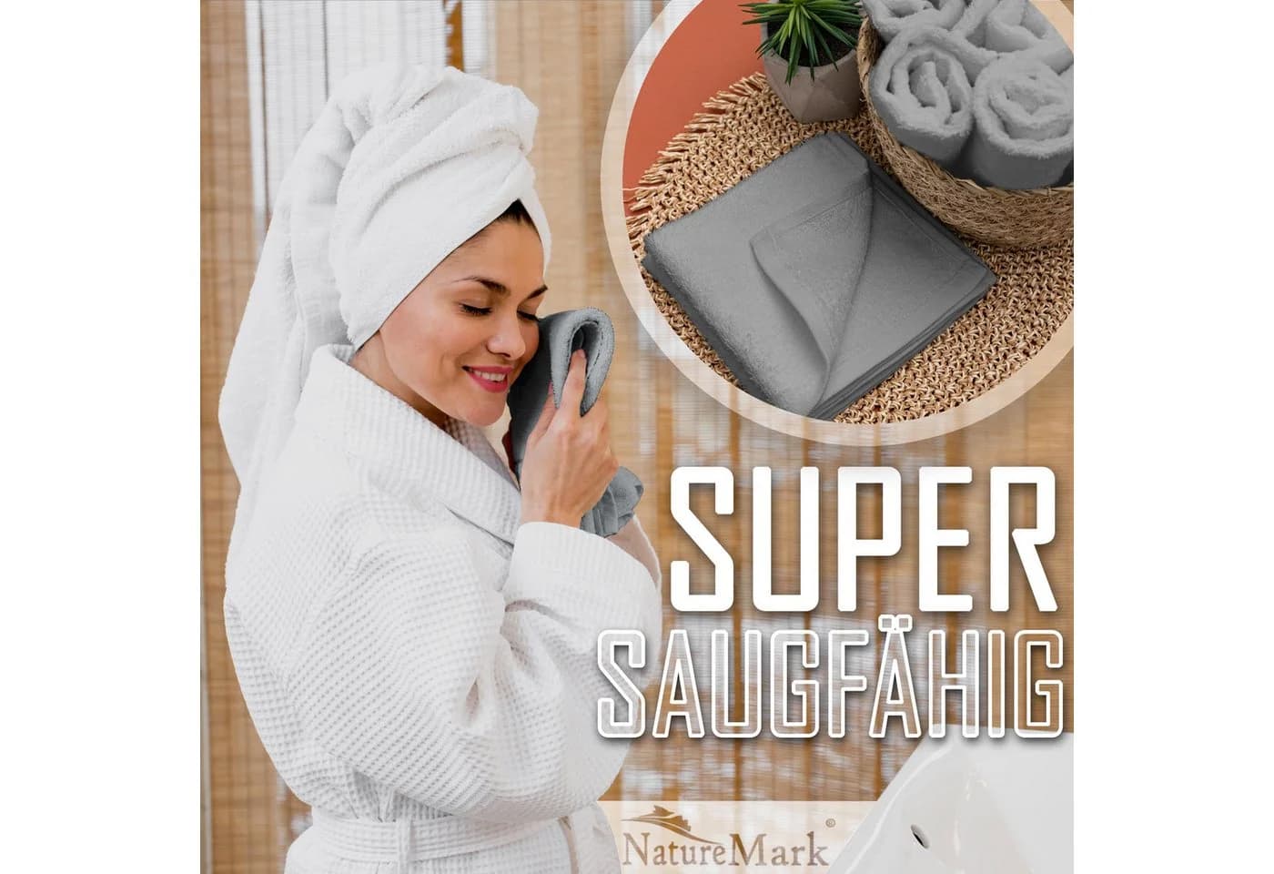 NatureMark Seiftuch 10er-Set Silbergrau 100% Baumwolle Frottier - Bild 3