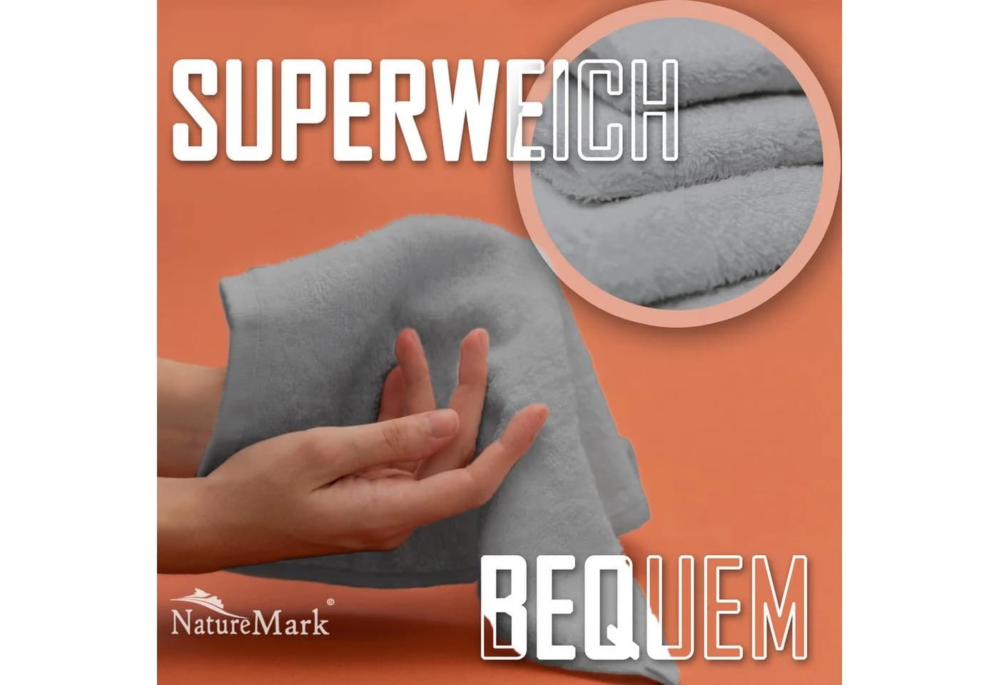 NatureMark Seiftuch 10er-Set Silbergrau 100% Baumwolle Frottier - Bild 4