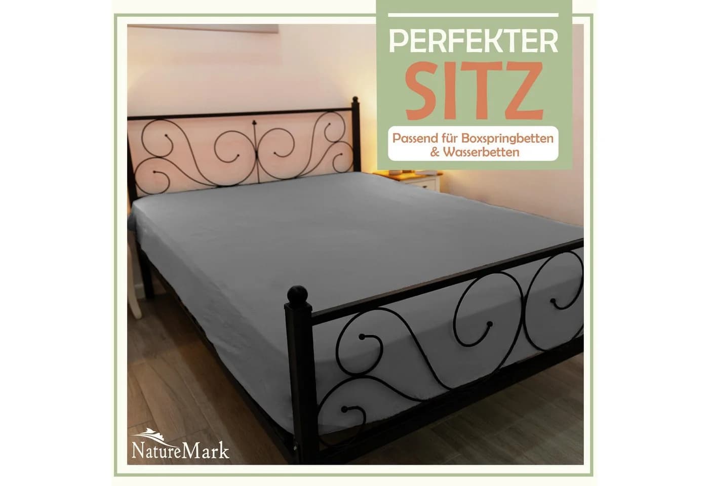 NatureMark Spannbettlaken Mikrofaser Mittelgrau 90x200cm