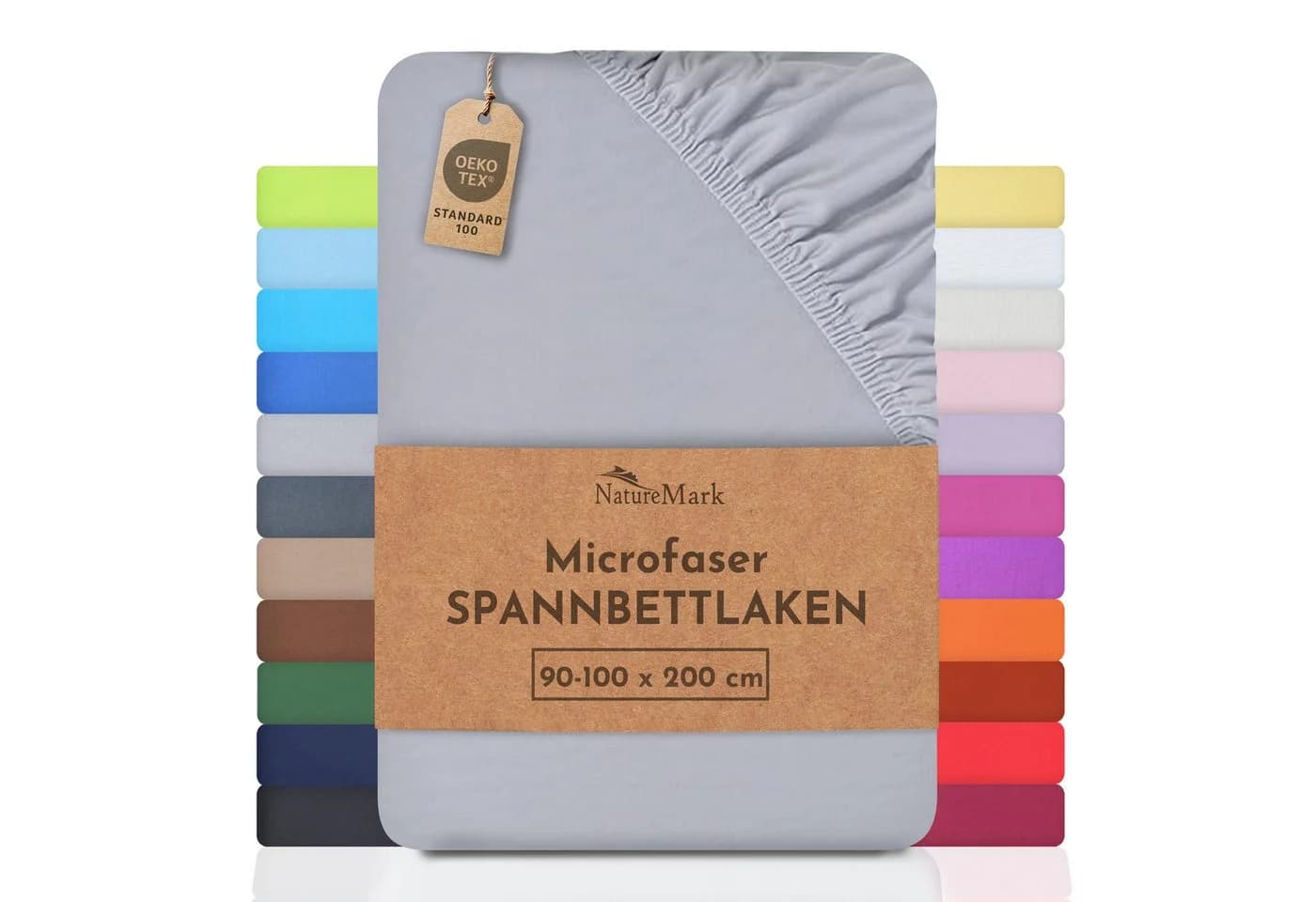 NatureMark Spannbettlaken Mikrofaser Mittelgrau 90x200cm - Bild 2