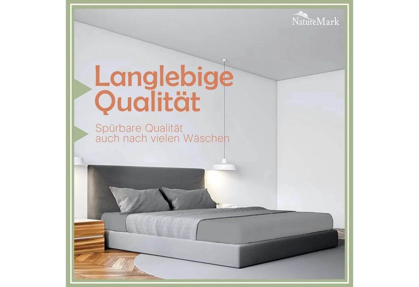 NatureMark Spannbettlaken Mikrofaser Mittelgrau 90x200cm - Bild 4