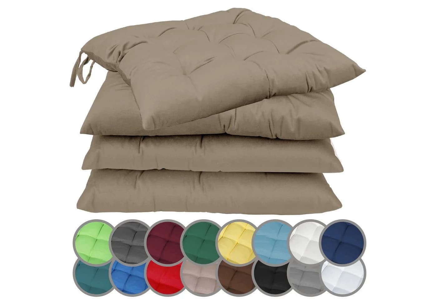 NatureMark Sitzkissen 4er-Set Sand 40x40cm mit Bändern - Bild 2