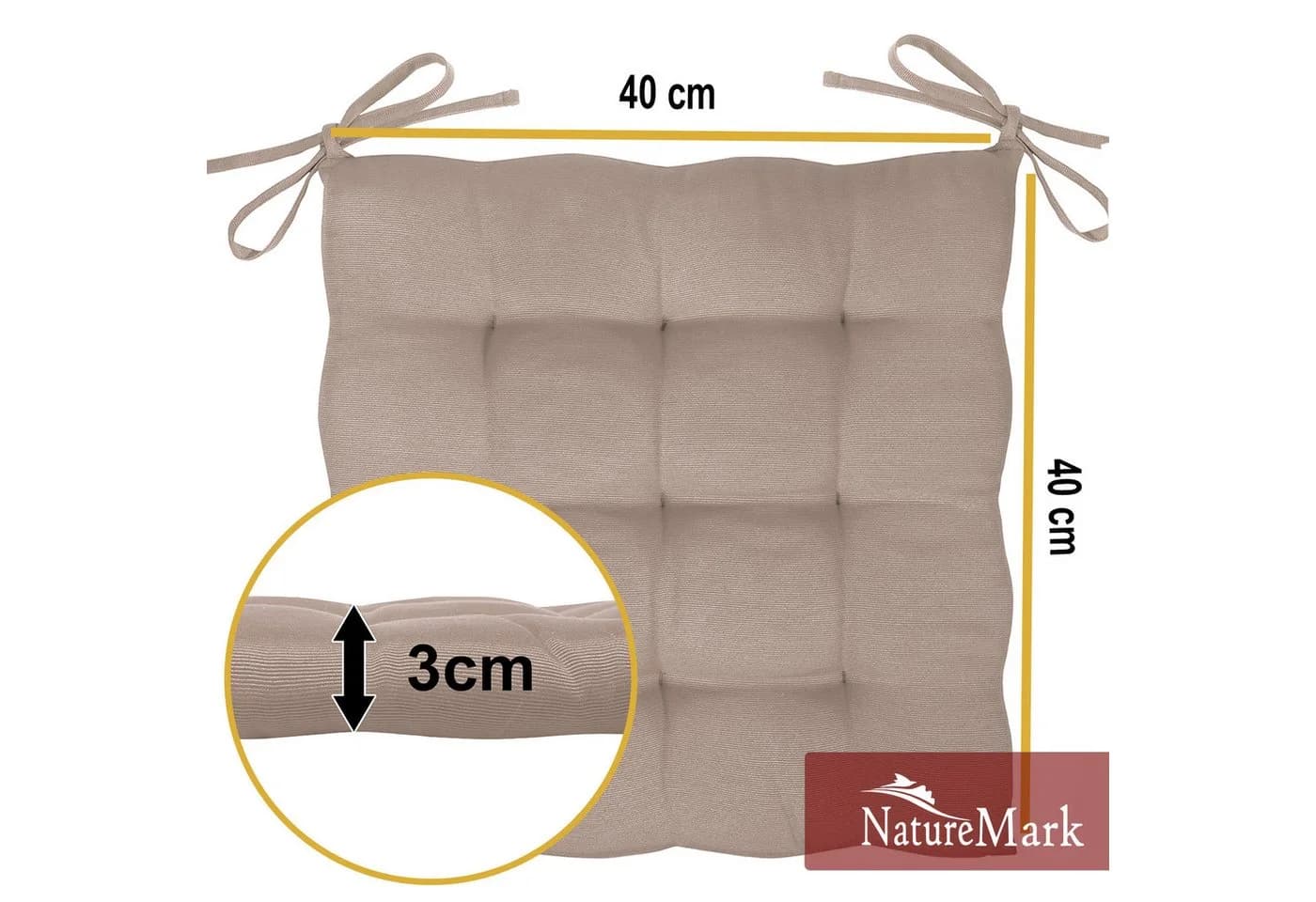 NatureMark Sitzkissen 4er-Set Sand 40x40cm mit Bändern - Bild 3
