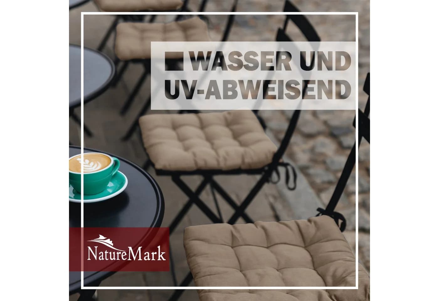 NatureMark Sitzkissen 4er-Set Sand 40x40cm mit Bändern - Bild 4
