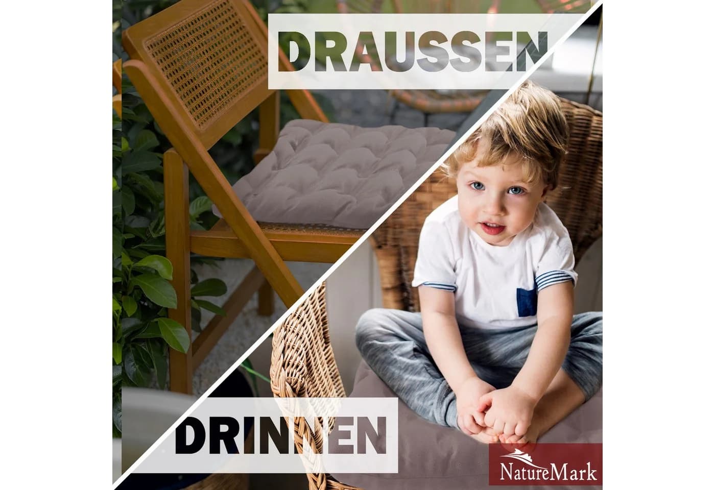 NatureMark Sitzkissen 4er-Set Sand 40x40cm mit Bändern - Bild 5