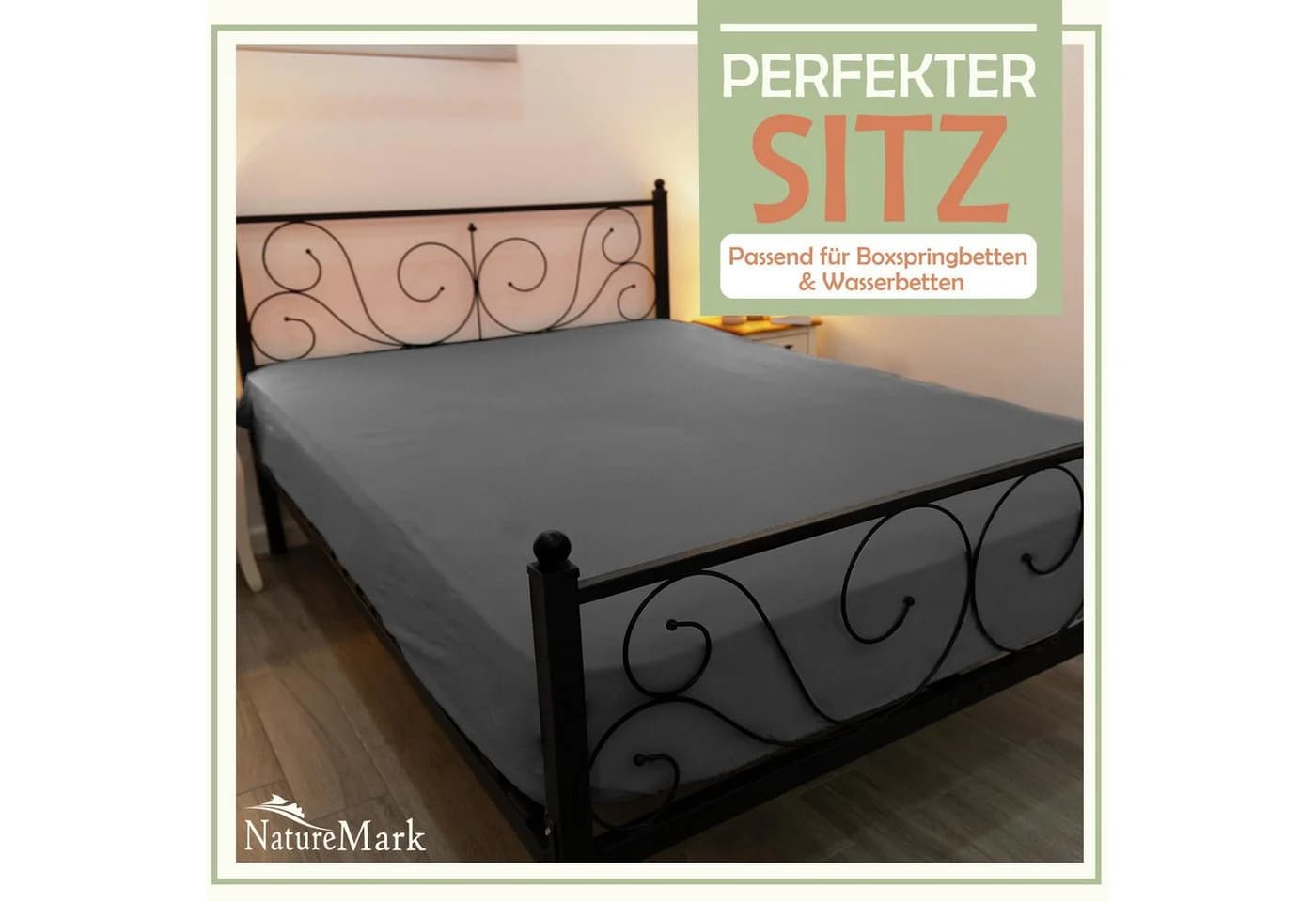 NatureMark Spannbettlaken Mikrofaser Anthrazit Grau 200x220 cm