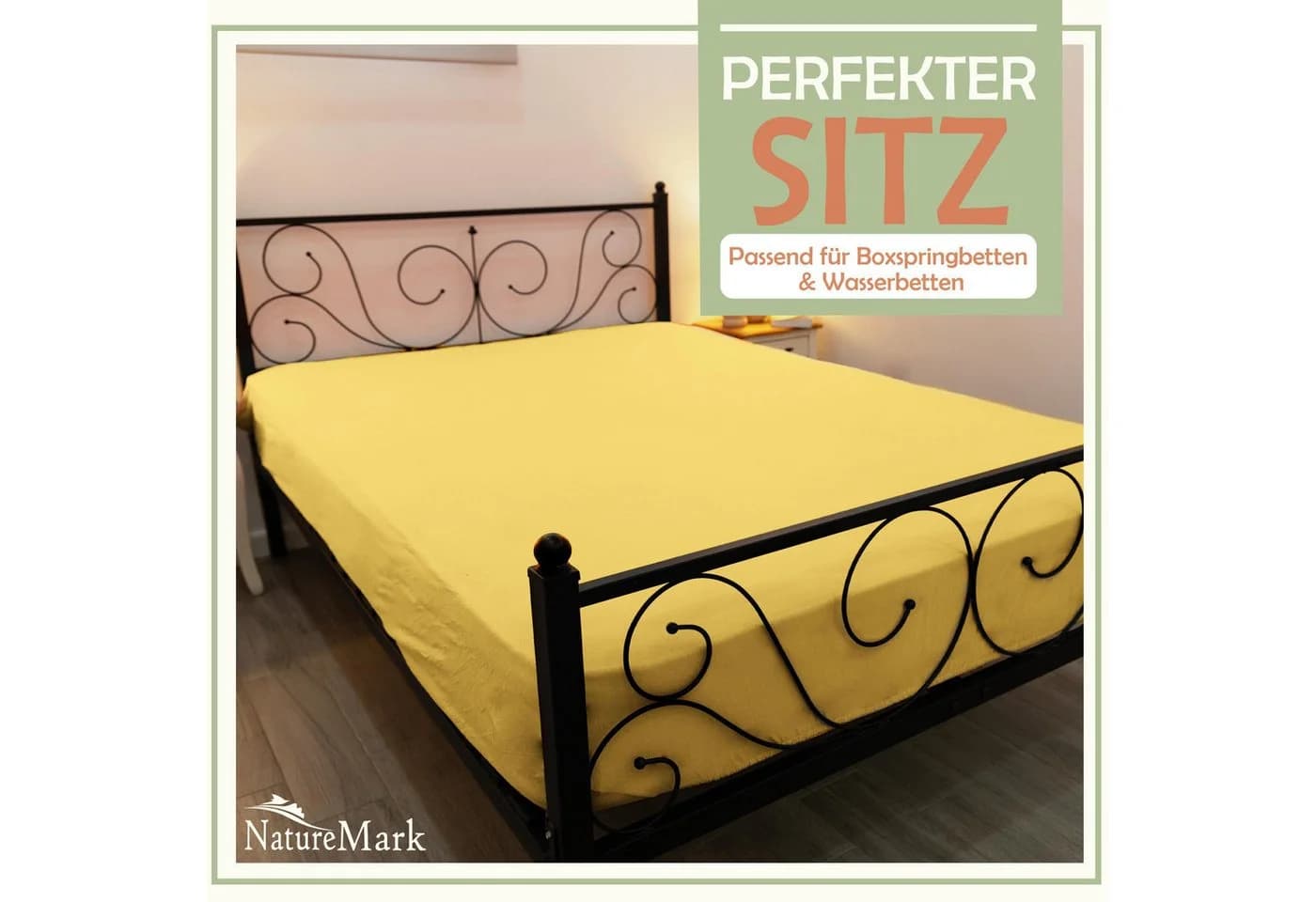 NatureMark Spannbettlaken Mikrofaser Polyester Gelb 200x220 cm