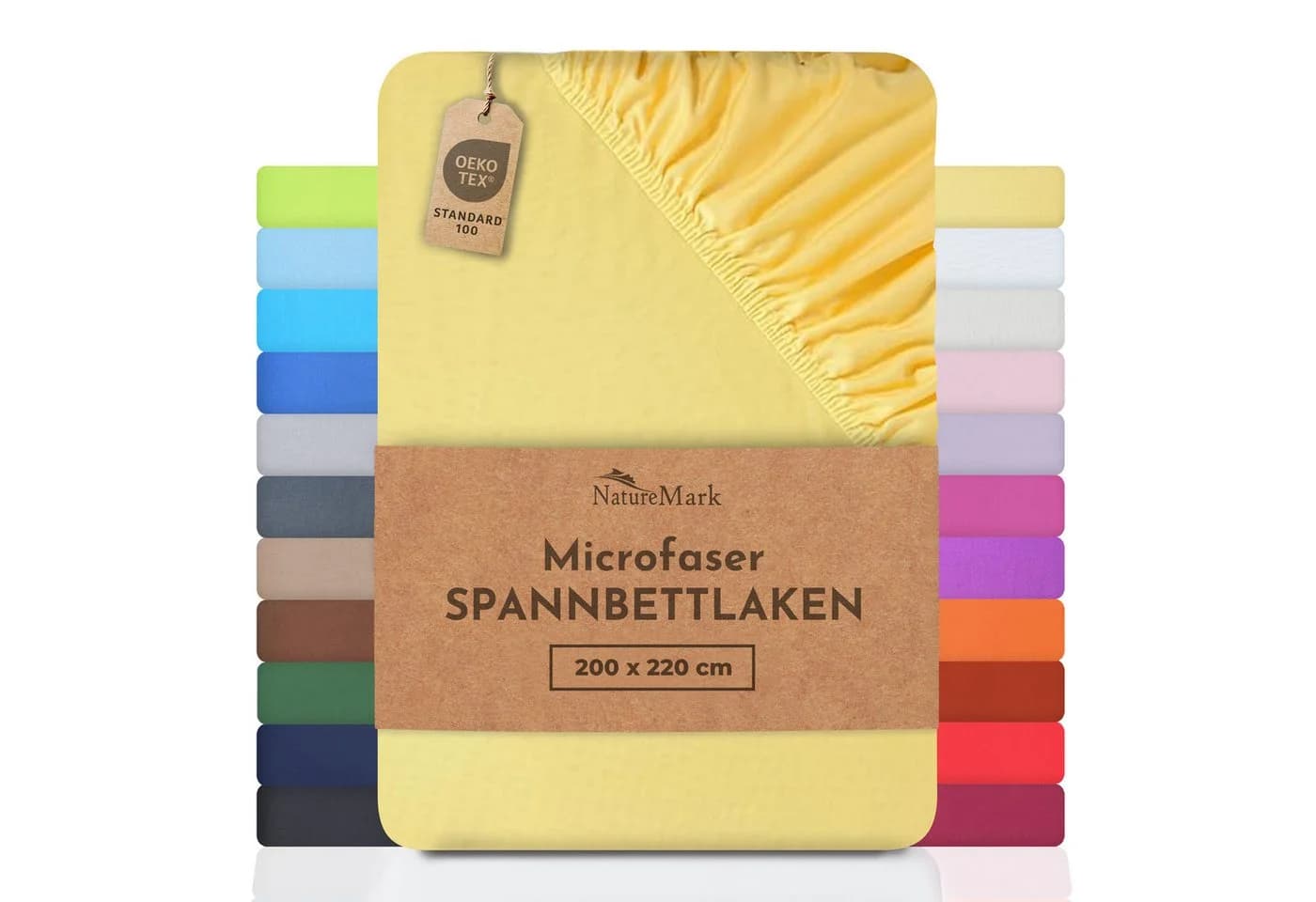 NatureMark Spannbettlaken Mikrofaser Polyester Gelb 200x220 cm - Bild 2
