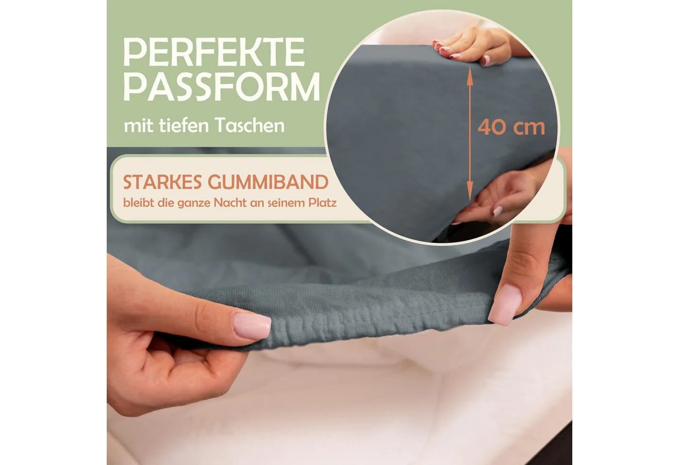 NatureMark Spannbettlaken Mikrofaser Polyester Gelb 200x220 cm - Bild 3