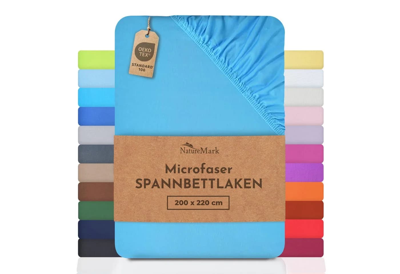 NatureMark Spannbettlaken Mikrofaser Polyester Türkis 200x220 cm - Bild 2