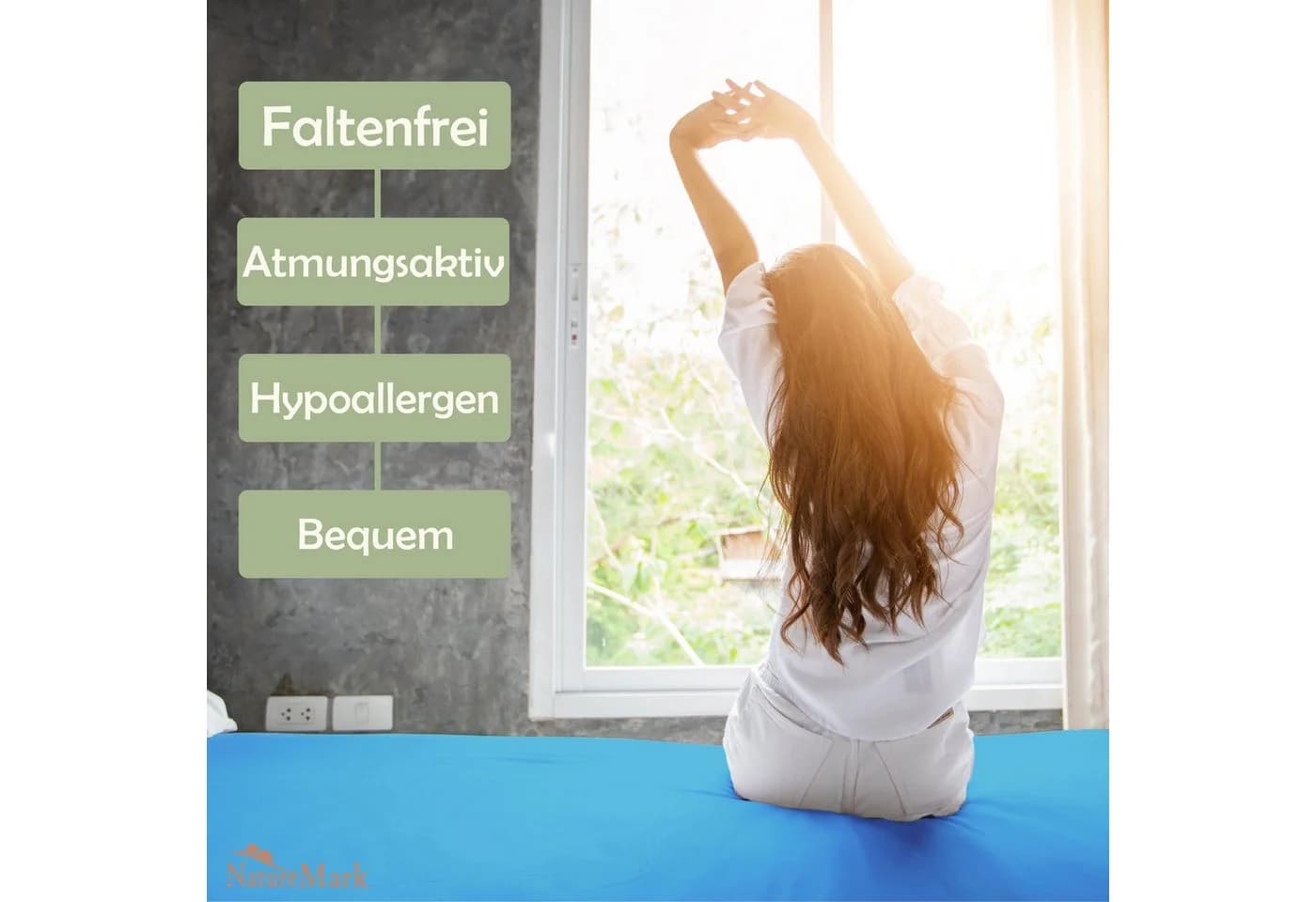 NatureMark Spannbettlaken Mikrofaser Polyester Türkis 200x220 cm - Bild 5